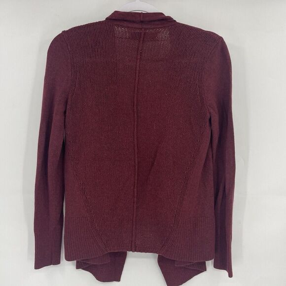Ann Taylor Loft Petite Kimono Cardigan Wool Sweater Women SP Maroon Long Sleeve - Picture 5 of 9